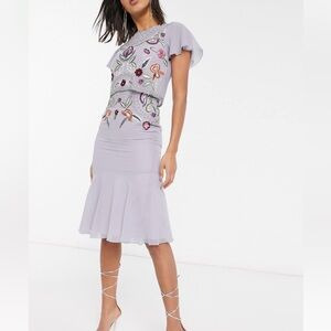 Frock and Frill ASOS beaded embroidered lavender dress Size 4US/8UK